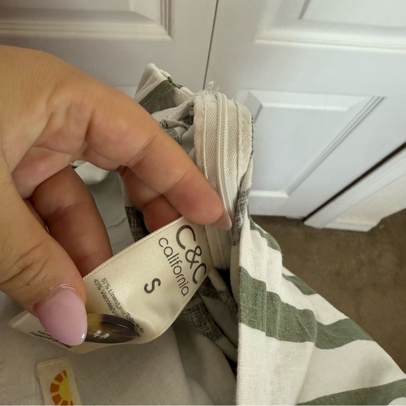 C&C California Olive and White Striped Jumpsuit - Picture 7 of 7